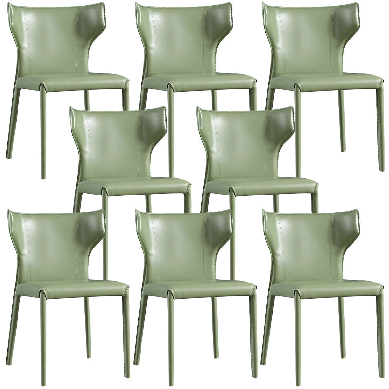 Contemporary Leather Dining Chair Wingback Side Chair in Matte Finish Green 8 Piece Set Clearhalo 'Dining Chairs' 'Dining Tables & Seating' 'dining_chair' 'furn' 'furn_dining_chair' 'Furniture' 'Kitchen & Dining Furniture' 5372500