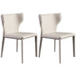 Contemporary Leather Dining Chair Wingback Side Chair in Matte Finish Off-White 2 Piece Set Clearhalo 'Dining Chairs' 'Dining Tables & Seating' 'dining_chair' 'furn' 'furn_dining_chair' 'Furniture' 'Kitchen & Dining Furniture' 5372509