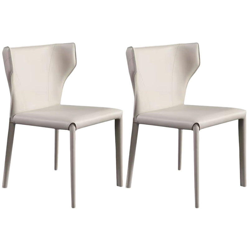 Contemporary Leather Dining Chair Wingback Side Chair in Matte Finish Off-White 2 Piece Set Clearhalo 'Dining Chairs' 'Dining Tables & Seating' 'dining_chair' 'furn' 'furn_dining_chair' 'Furniture' 'Kitchen & Dining Furniture' 5372509