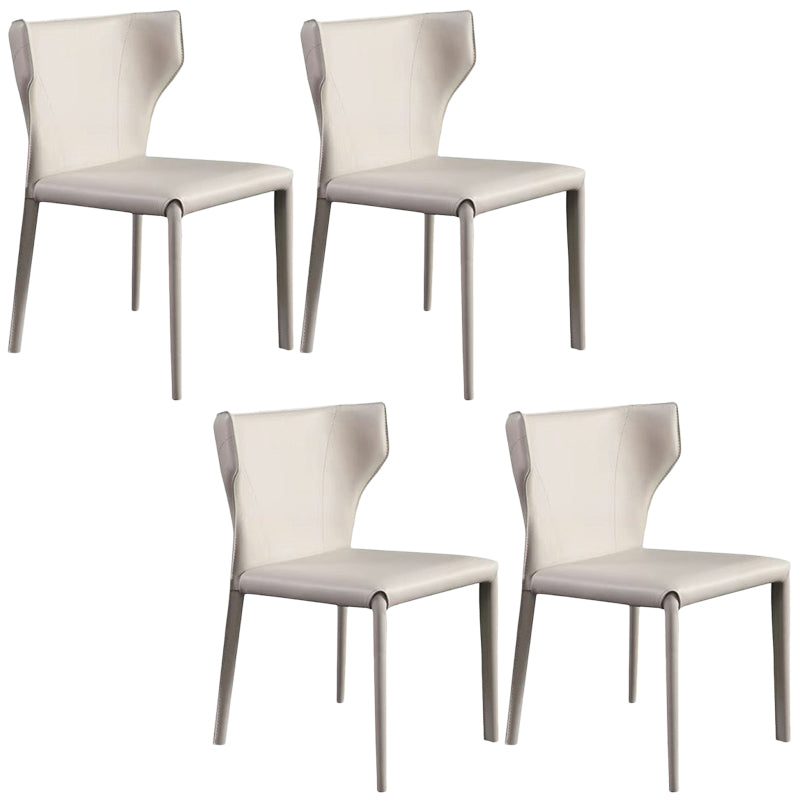 Contemporary Leather Dining Chair Wingback Side Chair in Matte Finish Off-White 4 Piece Set Clearhalo 'Dining Chairs' 'Dining Tables & Seating' 'dining_chair' 'furn' 'furn_dining_chair' 'Furniture' 'Kitchen & Dining Furniture' 5372510