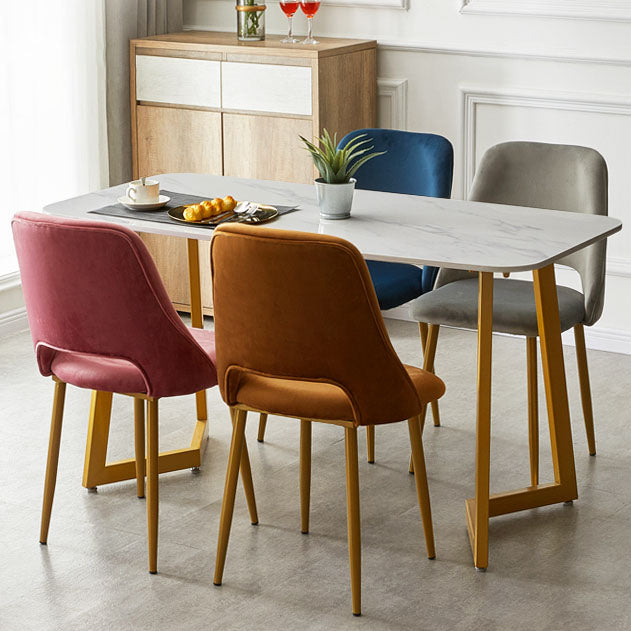 Open Danding Dining Fide Claid Velvet Timpe rembourré avec des jambes dorées