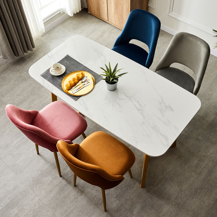 Open Danding Dining Fide Claid Velvet Timpe rembourré avec des jambes dorées