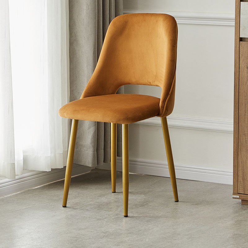 Open Danding Dining Fide Claid Velvet Timpe rembourré avec des jambes dorées