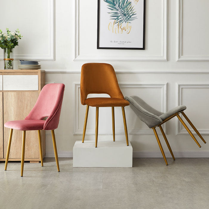 Open Danding Dining Fide Claid Velvet Timpe rembourré avec des jambes dorées