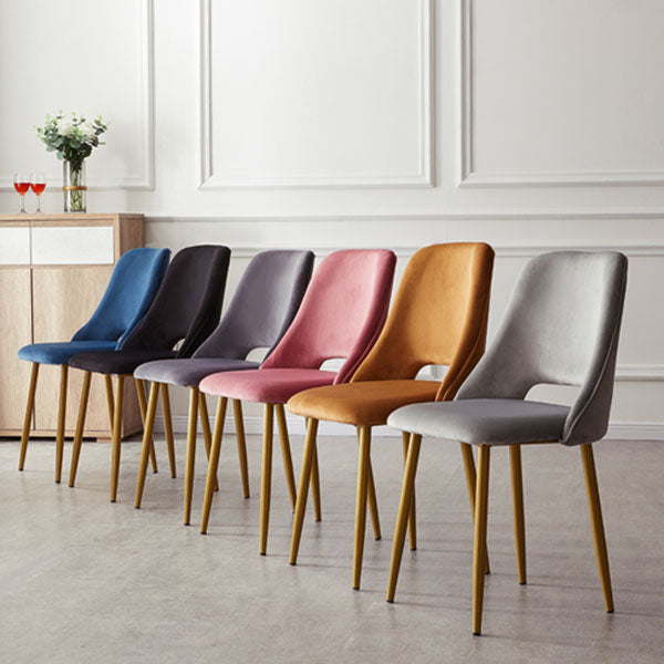 Open Danding Dining Fide Claid Velvet Timpe rembourré avec des jambes dorées