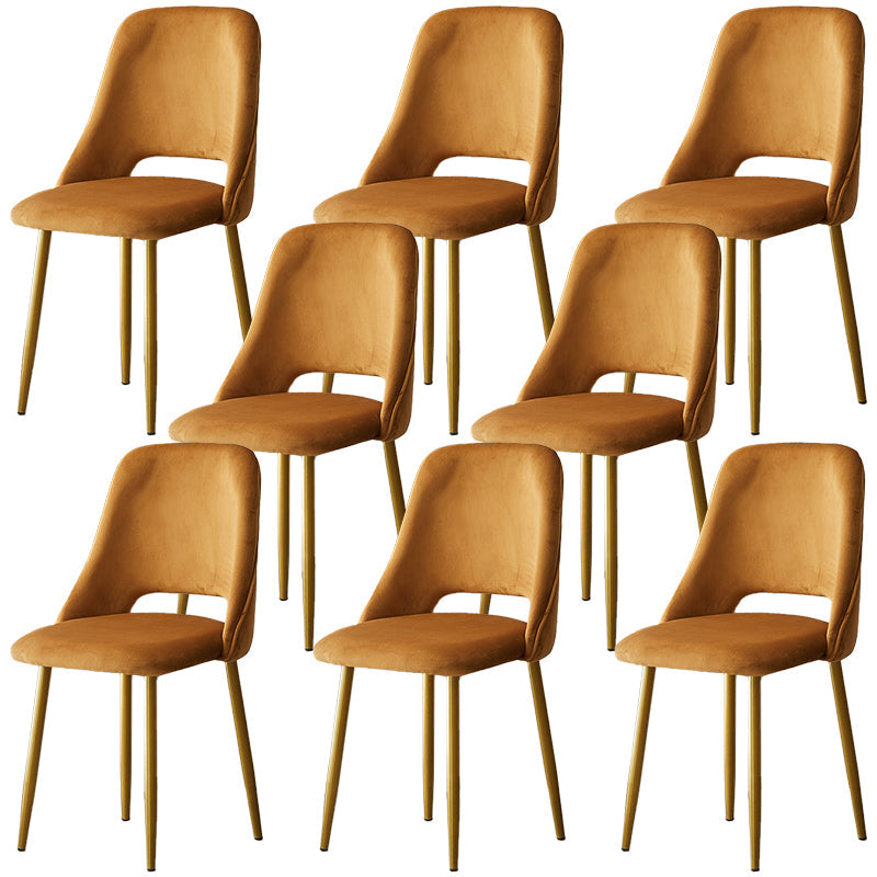 Open Danding Dining Fide Claid Velvet Timpe rembourré avec des jambes dorées