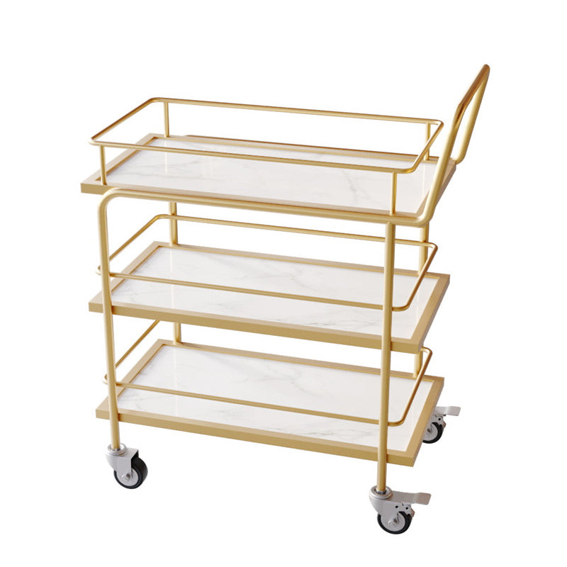 33.86"H Rolling Modern Prep Table Metal Prep Table for Home Use White-Gold Clearhalo 'furn' 'furn_kitchen_islands_carts' 'Furniture' 'Kitchen & Dining Furniture' 'Kitchen Islands & Carts' 'kitchen_islands_carts' 5372633