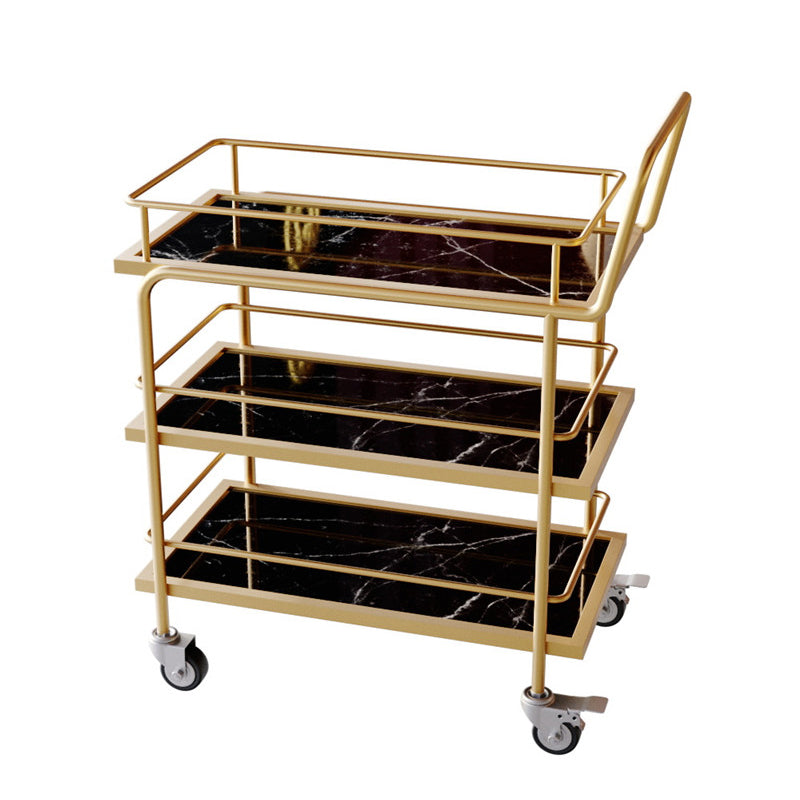 33.86"H Rolling Modern Prep Table Metal Prep Table for Home Use Black-Gold Clearhalo 'furn' 'furn_kitchen_islands_carts' 'Furniture' 'Kitchen & Dining Furniture' 'Kitchen Islands & Carts' 'kitchen_islands_carts' 5372638