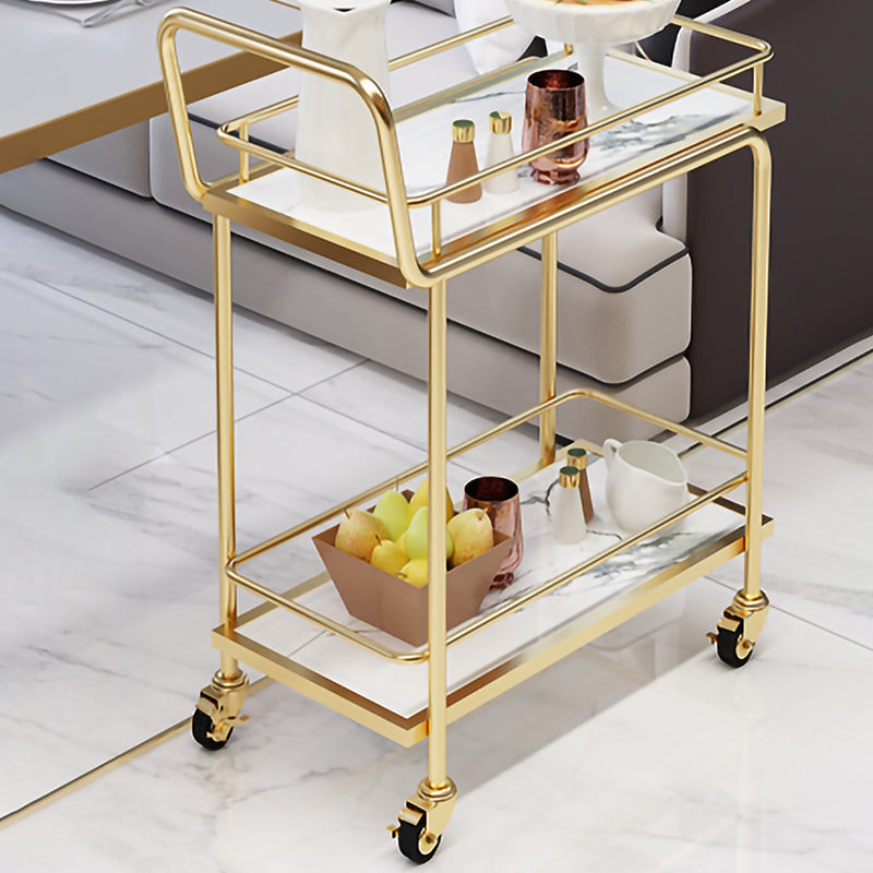 Modern 33.86"H Rolling Prep Table Rectangular Metal Prep Table for Home Use