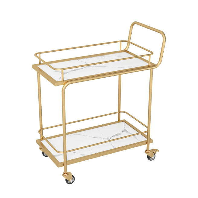 Modern 33.86"H Rolling Prep Table Rectangular Metal Prep Table for Home Use