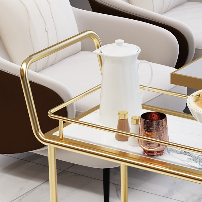 Modern 33.86"H Rolling Prep Table Rectangular Metal Prep Table for Home Use