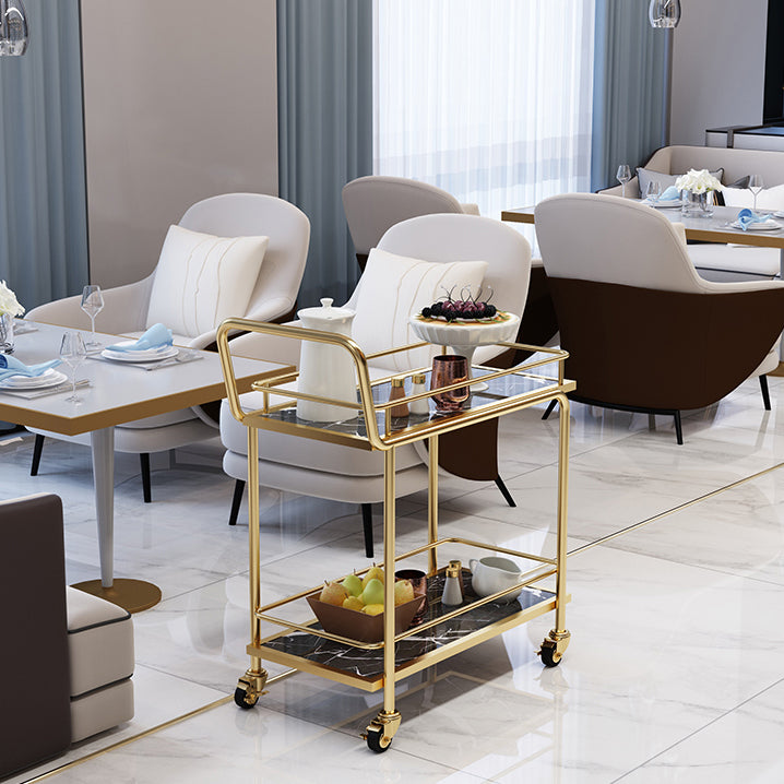 Modern 33.86"H Rolling Prep Table Rectangular Metal Prep Table for Home Use