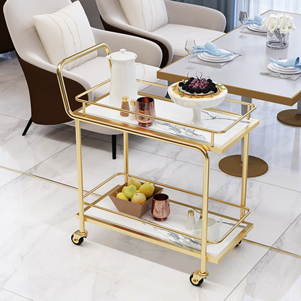 Modern 33.86"H Rolling Prep Table Rectangular Metal Prep Table for Home Use