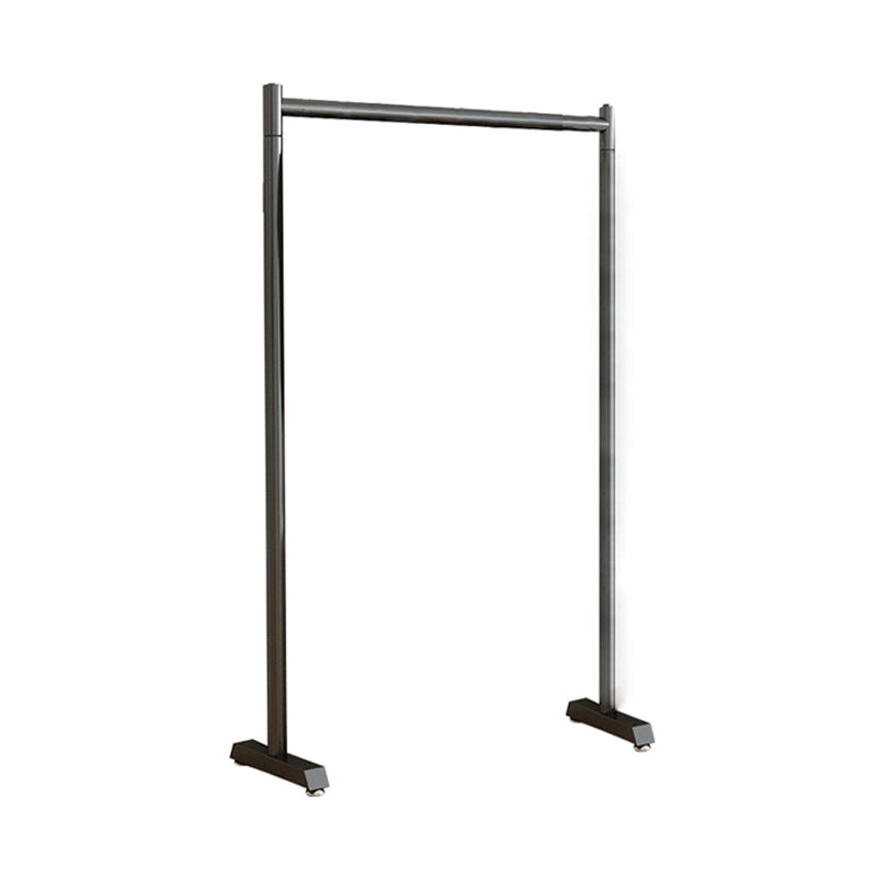 Armadiet in acciaio inossidabile a armadio aperto in stile contemporaneo con asta di abbigliamento