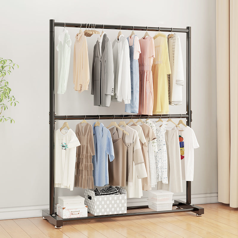 Armadiet in acciaio inossidabile a armadio aperto in stile contemporaneo con asta di abbigliamento