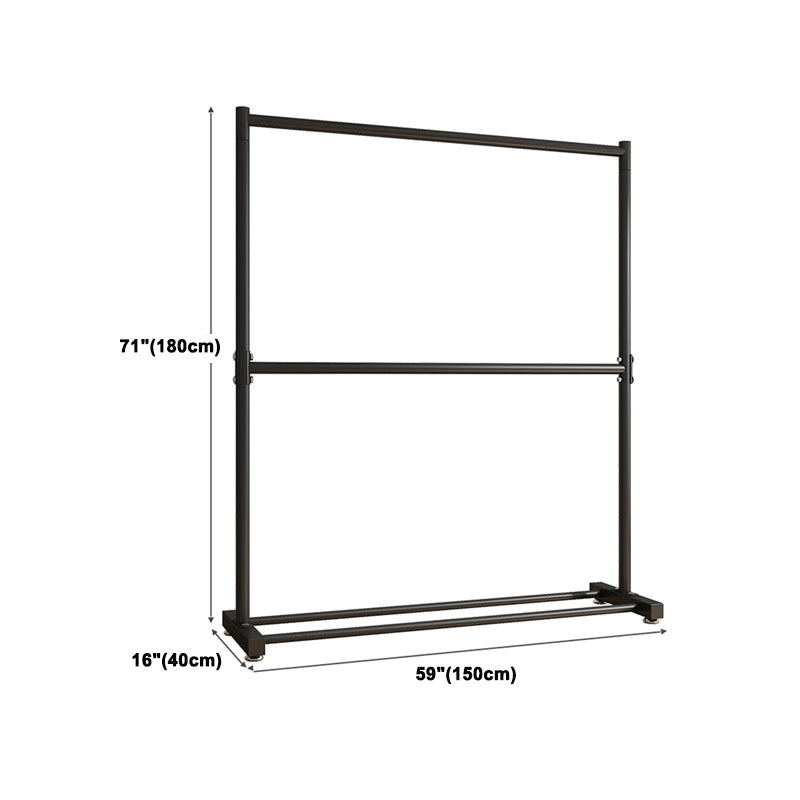 Armadiet in acciaio inossidabile a armadio aperto in stile contemporaneo con asta di abbigliamento