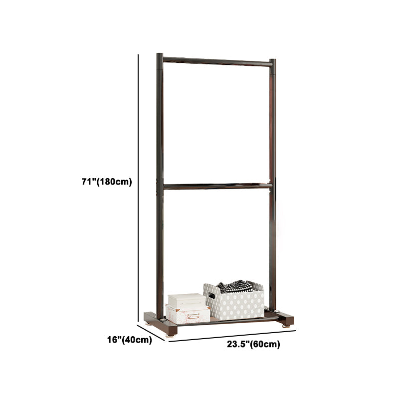 Armadiet in acciaio inossidabile a armadio aperto in stile contemporaneo con asta di abbigliamento