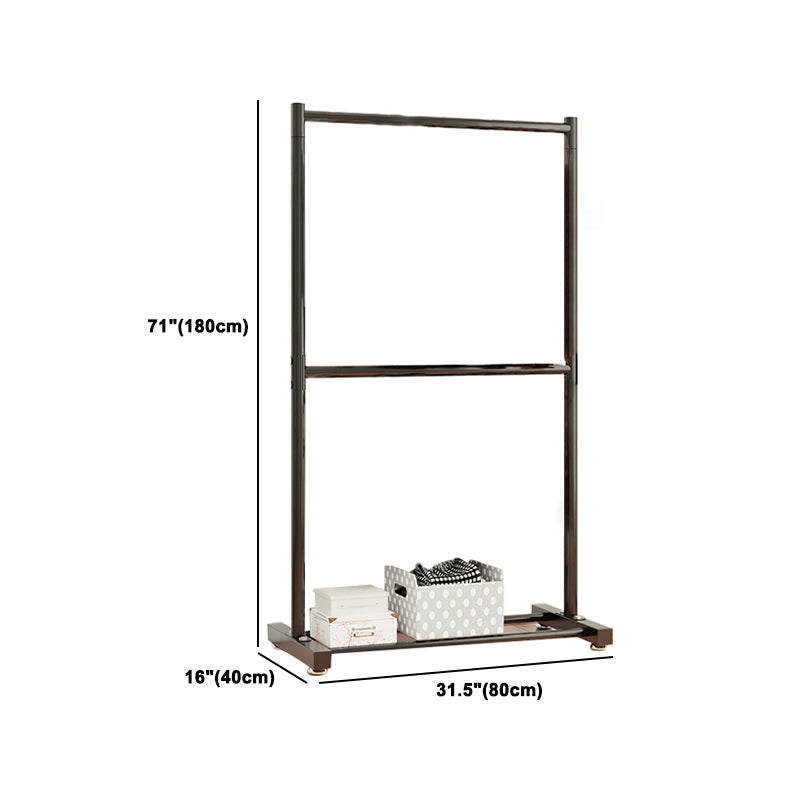 Armadiet in acciaio inossidabile a armadio aperto in stile contemporaneo con asta di abbigliamento