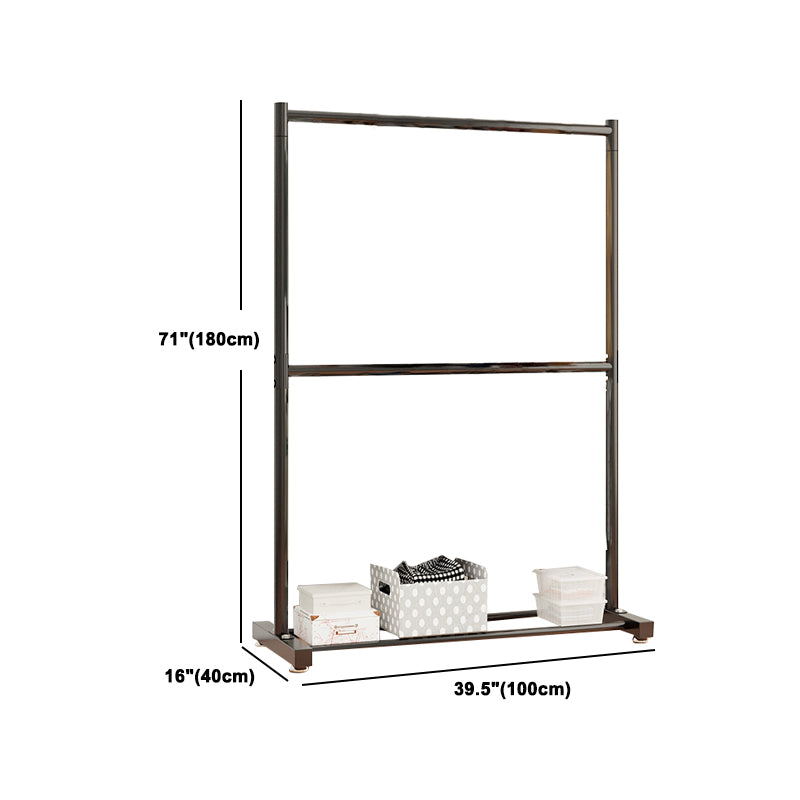 Armadiet in acciaio inossidabile a armadio aperto in stile contemporaneo con asta di abbigliamento