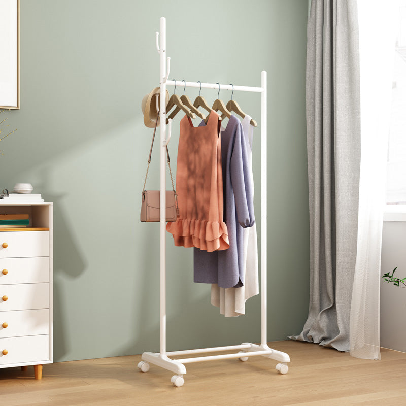 Black and White Steel Armoire Modern Style Cabinet with Clothing Rod 23.5"L x 17.5"W x 69"H White Clearhalo 'Armoires & Wardrobes' 'armoires_wardrobes' 'Bedroom Furniture' 'furn' 'furn_armoires_wardrobes' 'Furniture' 5372803