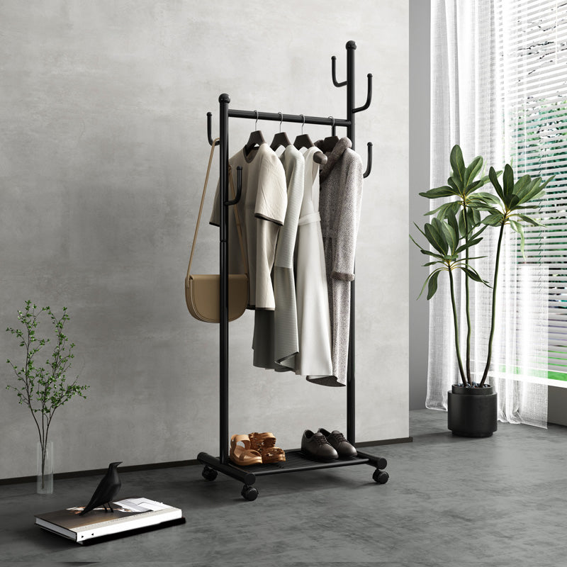 Black and White Steel Armoire Modern Style Cabinet with Clothing Rod 23.5"L x 17.5"W x 67"H Black Clearhalo 'Armoires & Wardrobes' 'armoires_wardrobes' 'Bedroom Furniture' 'furn' 'furn_armoires_wardrobes' 'Furniture' 5372806