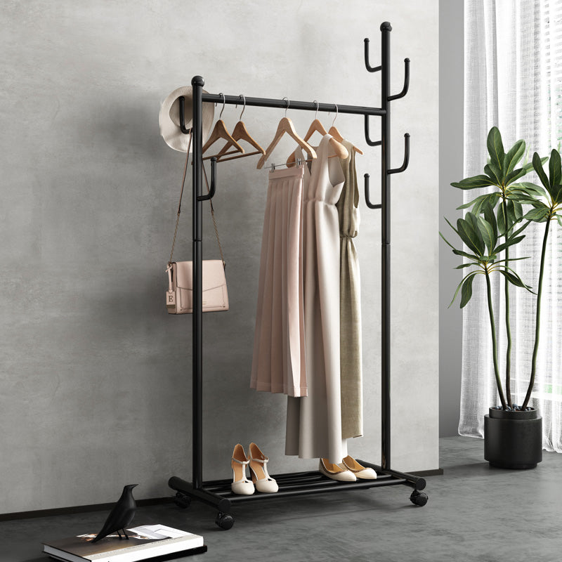 Black and White Steel Armoire Modern Style Cabinet with Clothing Rod 33.5"L x 17.5"W x 67"H Black Clearhalo 'Armoires & Wardrobes' 'armoires_wardrobes' 'Bedroom Furniture' 'furn' 'furn_armoires_wardrobes' 'Furniture' 5372808