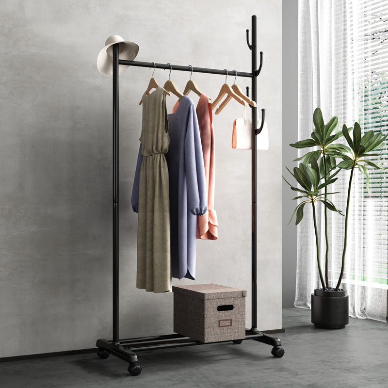 Black and White Steel Armoire Modern Style Cabinet with Clothing Rod 31.5"L x 17.5"W x 69"H Black Clearhalo 'Armoires & Wardrobes' 'armoires_wardrobes' 'Bedroom Furniture' 'furn' 'furn_armoires_wardrobes' 'Furniture' 5372812