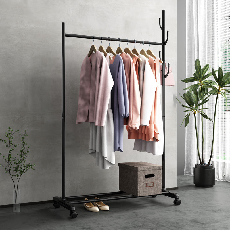 Black and White Steel Armoire Modern Style Cabinet with Clothing Rod 39.5"L x 17.5"W x 69"H Black Clearhalo 'Armoires & Wardrobes' 'armoires_wardrobes' 'Bedroom Furniture' 'furn' 'furn_armoires_wardrobes' 'Furniture' 5372814