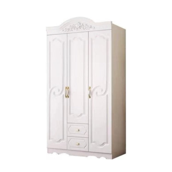 White Colour Wooden Wardrobe 2-Drawer Soft Close Door Wardrobe Closet 47"L x 20"W x 79"H Clearhalo 'Armoires & Wardrobes' 'armoires_wardrobes' 'Bedroom Furniture' 'furn' 'furn_armoires_wardrobes' 'Furniture' 5372827