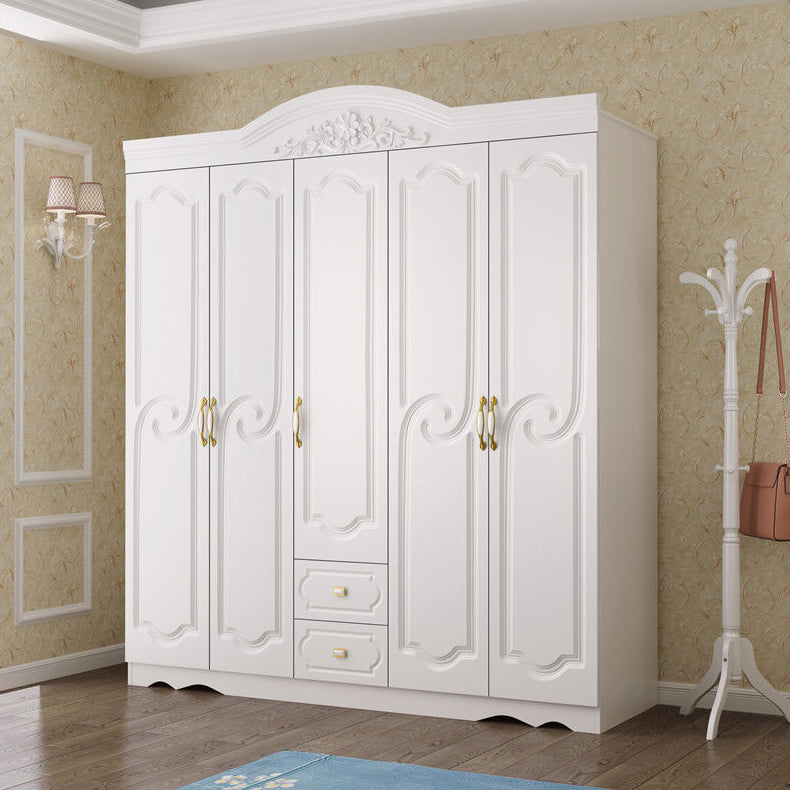 White Colour Wooden Wardrobe 2-Drawer Soft Close Door Wardrobe Closet Clearhalo 'Armoires & Wardrobes' 'armoires_wardrobes' 'Bedroom Furniture' 'furn' 'furn_armoires_wardrobes' 'Furniture' 5372828