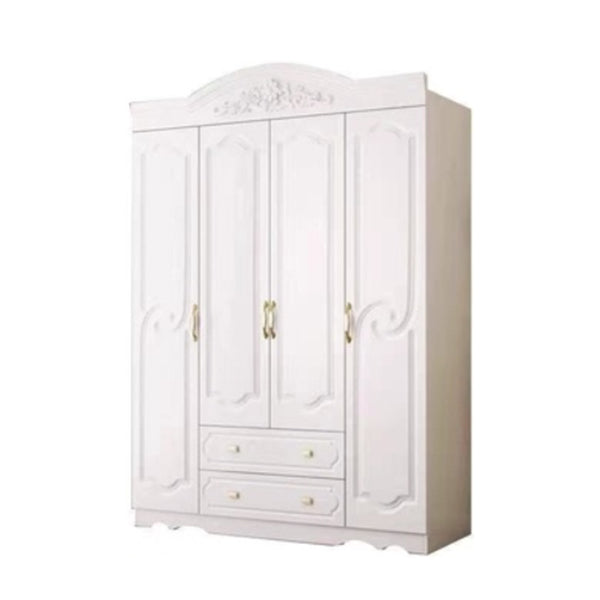White Colour Wooden Wardrobe 2-Drawer Soft Close Door Wardrobe Closet 63"L x 20"W x 79"H Clearhalo 'Armoires & Wardrobes' 'armoires_wardrobes' 'Bedroom Furniture' 'furn' 'furn_armoires_wardrobes' 'Furniture' 5372829