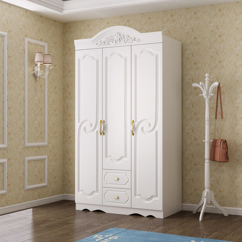 White Colour Wooden Wardrobe 2-Drawer Soft Close Door Wardrobe Closet Clearhalo 'Armoires & Wardrobes' 'armoires_wardrobes' 'Bedroom Furniture' 'furn' 'furn_armoires_wardrobes' 'Furniture' 5372830