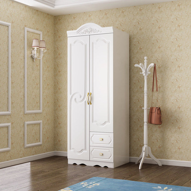 White Colour Wooden Wardrobe 2-Drawer Soft Close Door Wardrobe Closet Clearhalo 'Armoires & Wardrobes' 'armoires_wardrobes' 'Bedroom Furniture' 'furn' 'furn_armoires_wardrobes' 'Furniture' 5372832