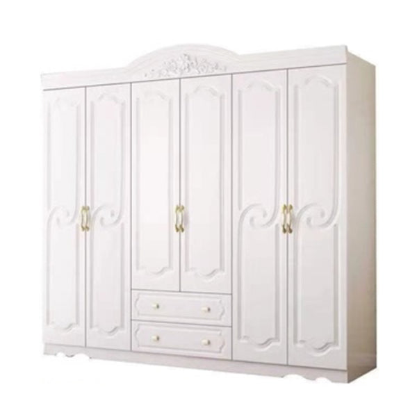 White Colour Wooden Wardrobe 2-Drawer Soft Close Door Wardrobe Closet 94.5"L x 20"W x 79"H Clearhalo 'Armoires & Wardrobes' 'armoires_wardrobes' 'Bedroom Furniture' 'furn' 'furn_armoires_wardrobes' 'Furniture' 5372833