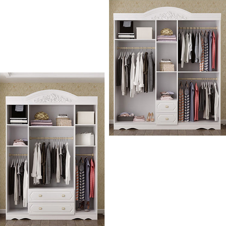 White Colour Wooden Wardrobe 2-Drawer Soft Close Door Wardrobe Closet Clearhalo 'Armoires & Wardrobes' 'armoires_wardrobes' 'Bedroom Furniture' 'furn' 'furn_armoires_wardrobes' 'Furniture' 5372836