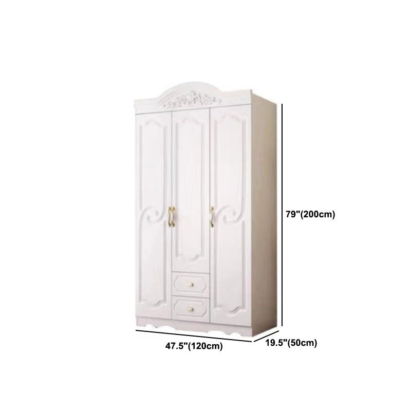 White Colour Wooden Wardrobe 2-Drawer Soft Close Door Wardrobe Closet Clearhalo 'Armoires & Wardrobes' 'armoires_wardrobes' 'Bedroom Furniture' 'furn' 'furn_armoires_wardrobes' 'Furniture' 5372841