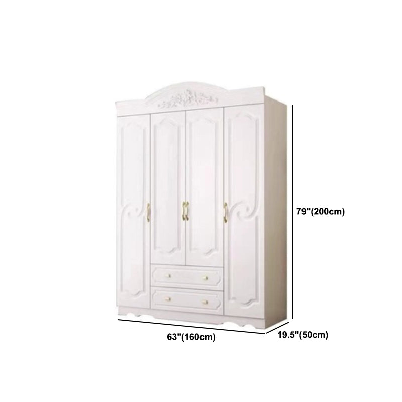 White Colour Wooden Wardrobe 2-Drawer Soft Close Door Wardrobe Closet Clearhalo 'Armoires & Wardrobes' 'armoires_wardrobes' 'Bedroom Furniture' 'furn' 'furn_armoires_wardrobes' 'Furniture' 5372842