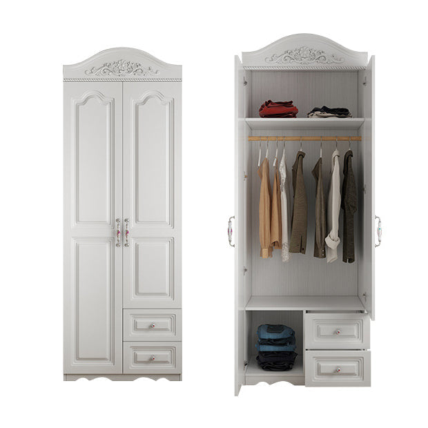 French Country White Storage Cabinet Hinged Door Cabinet with Drawers