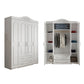 French Country White Storage Cabinet Hinged Door Cabinet with Drawers