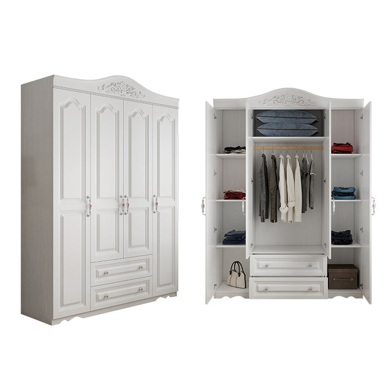 French Country White Storage Cabinet Hinged Door Cabinet with Drawers
