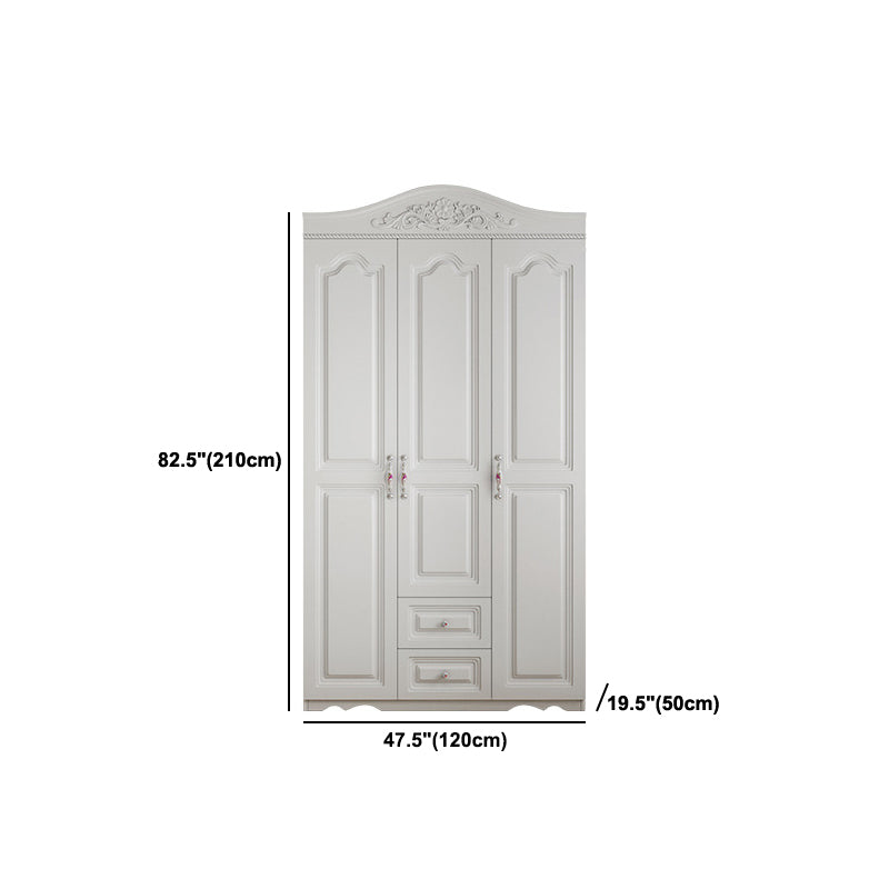 French Country White Storage Cabinet Hinged Door Cabinet with Drawers