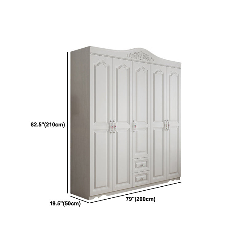 French Country White Storage Cabinet Hinged Door Cabinet with Drawers