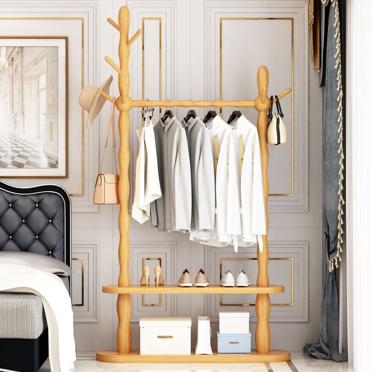 Contemporary Style Open Armoire Pine Wood Armoire with Clothing Rod