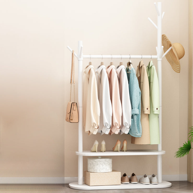 Contemporary Style Open Armoire Pine Wood Armoire with Clothing Rod