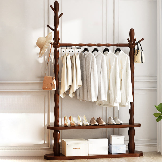 Contemporary Style Open Armoire Pine Wood Armoire with Clothing Rod Brown 1 Clearhalo 'Armoires & Wardrobes' 'armoires_wardrobes' 'Bedroom Furniture' 'furn' 'furn_armoires_wardrobes' 'Furniture' 5373074