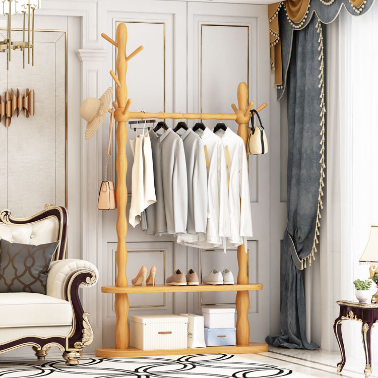 Contemporary Style Open Armoire Pine Wood Armoire with Clothing Rod