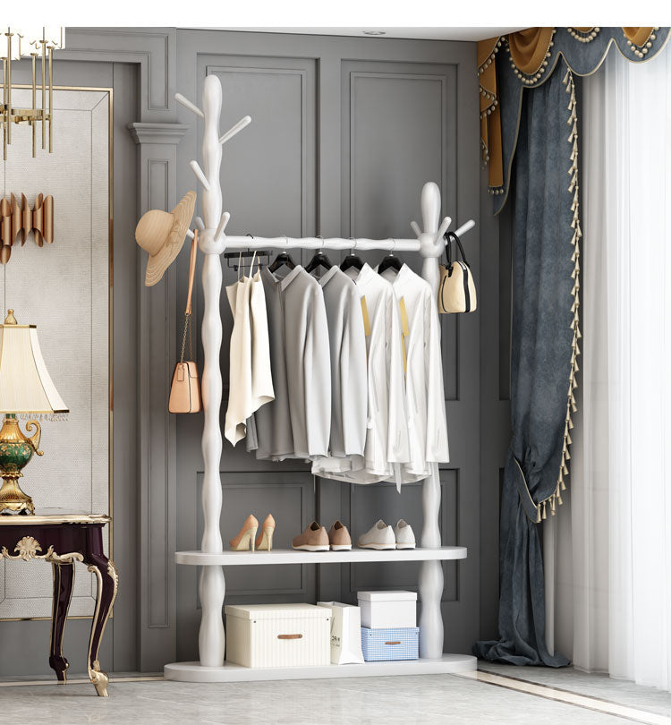 Contemporary Style Open Armoire Pine Wood Armoire with Clothing Rod