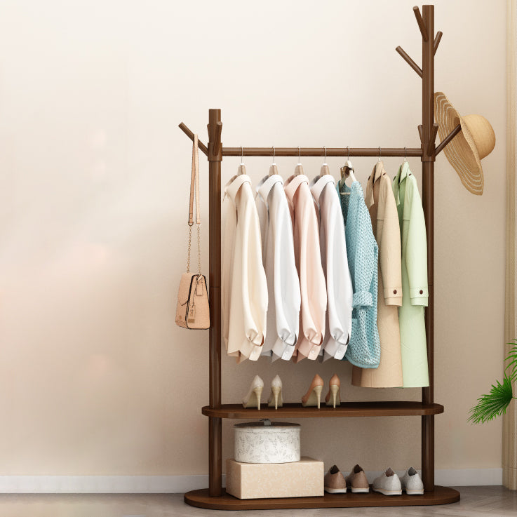 Contemporary Style Open Armoire Pine Wood Armoire with Clothing Rod Coffee 1 Clearhalo 'Armoires & Wardrobes' 'armoires_wardrobes' 'Bedroom Furniture' 'furn' 'furn_armoires_wardrobes' 'Furniture' 5373079