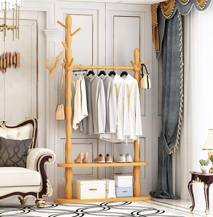 Contemporary Style Open Armoire Pine Wood Armoire with Clothing Rod Wood 1 Clearhalo 'Armoires & Wardrobes' 'armoires_wardrobes' 'Bedroom Furniture' 'furn' 'furn_armoires_wardrobes' 'Furniture' 5373080