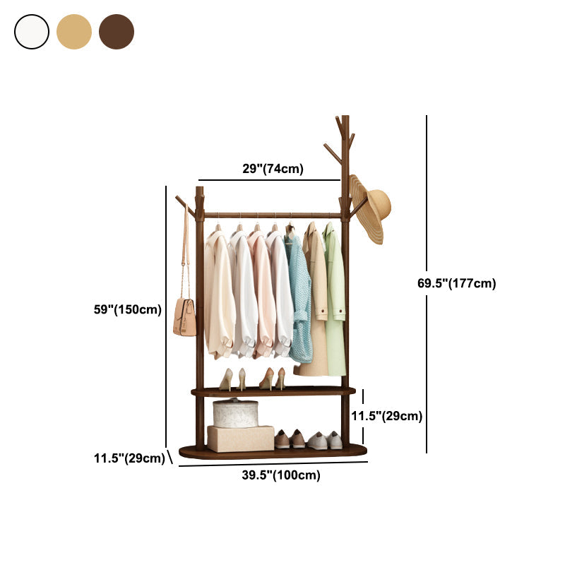 Contemporary Style Open Armoire Pine Wood Armoire with Clothing Rod